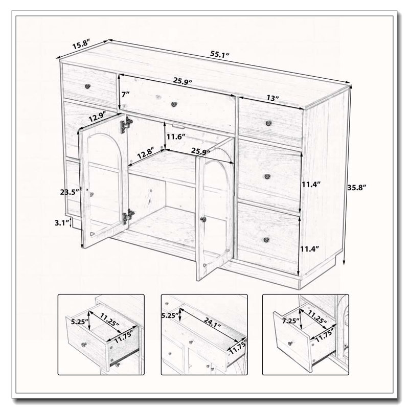 Armoire de rangement 7 tiroirs, Noir