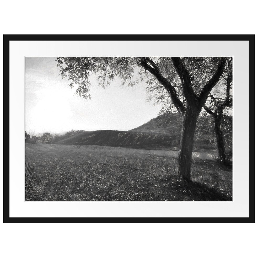 Gerahmtes Papierbild Landschaft im Herbst