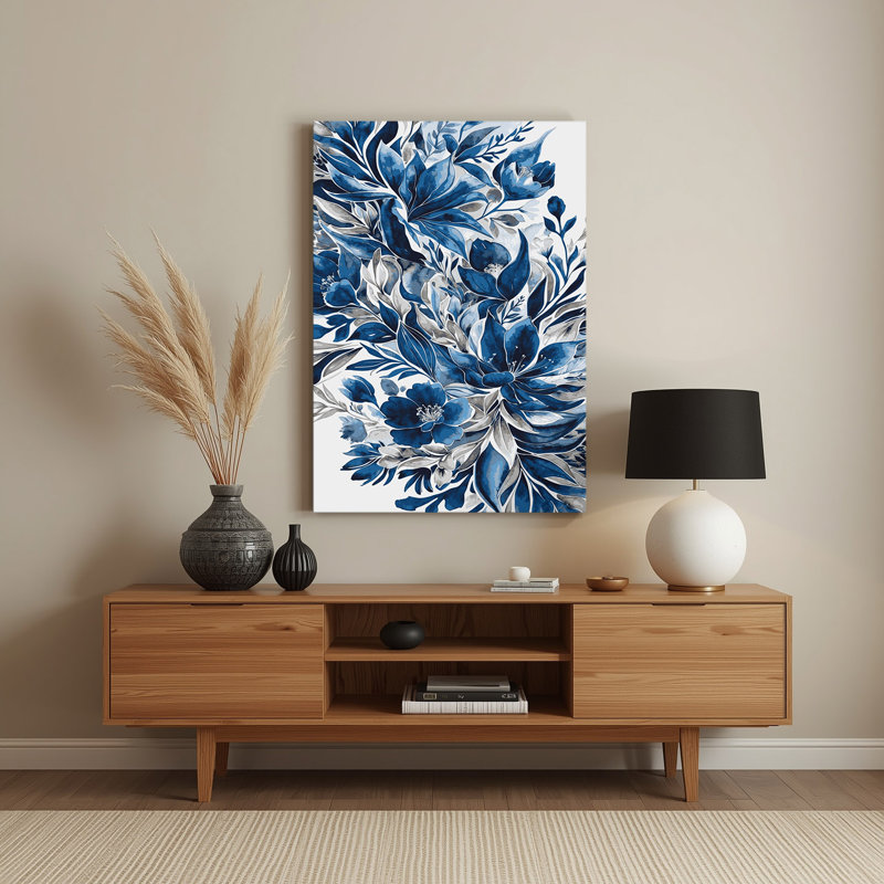 Aquarelle florale, art mural bleu en métal 62, H 10 po x l 8 po