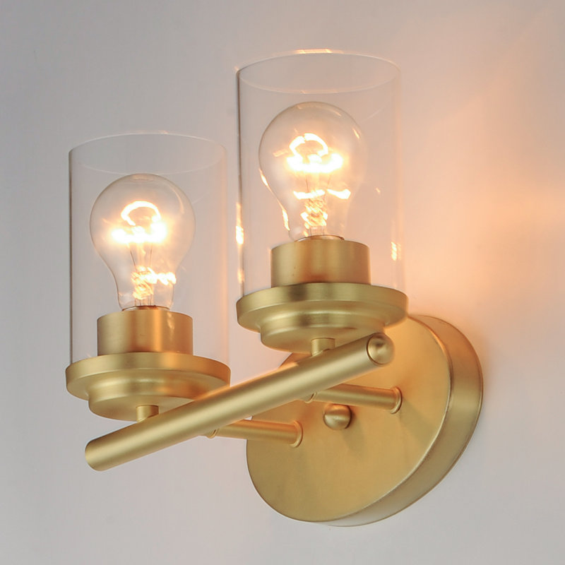 2 - Light Dimmable Vanity Light, Satin Brass