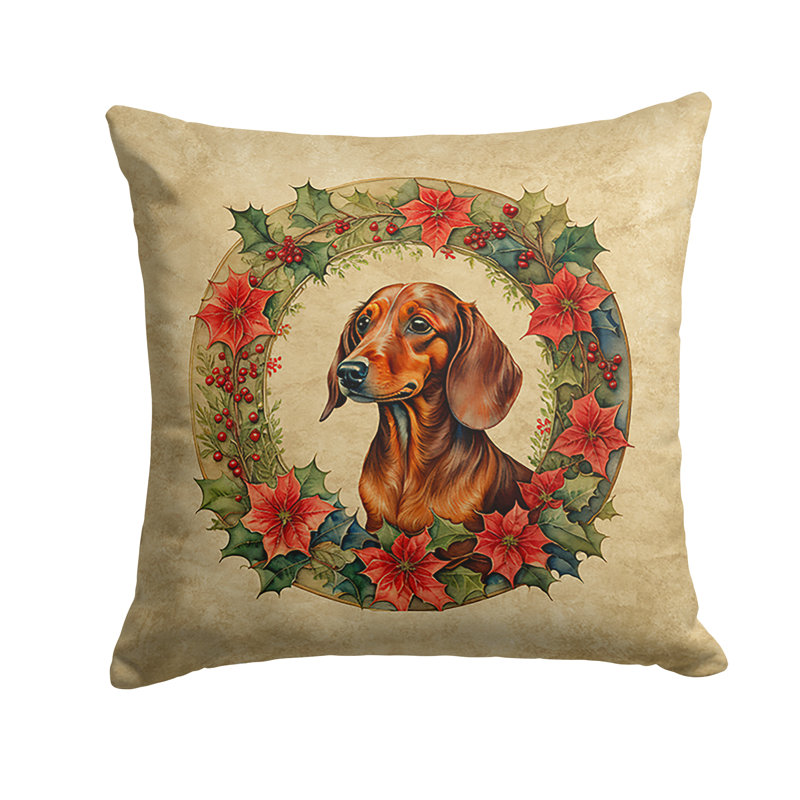 Coussin Christmas, Carré, 18 po x 18 po, Teckel