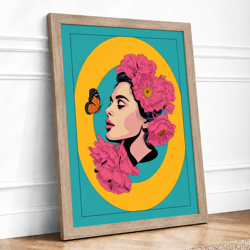 Woman in Bloom Modern - Framed Print, A4 - 29.7 x 21.0 cm, Oak