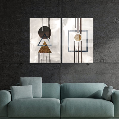 Elegant Decorative Tempered Glass Painting Set (2 Pieces), 27.6 x 39.4 inches | 100% Tempered Glass, Thickness: 0.16 inches | Perfect for Modern Home Decor, Stylish Art for Living Room & Office