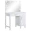 Ensemble coiffeuse blanche et gris foncé avec éclairage et tabouret
