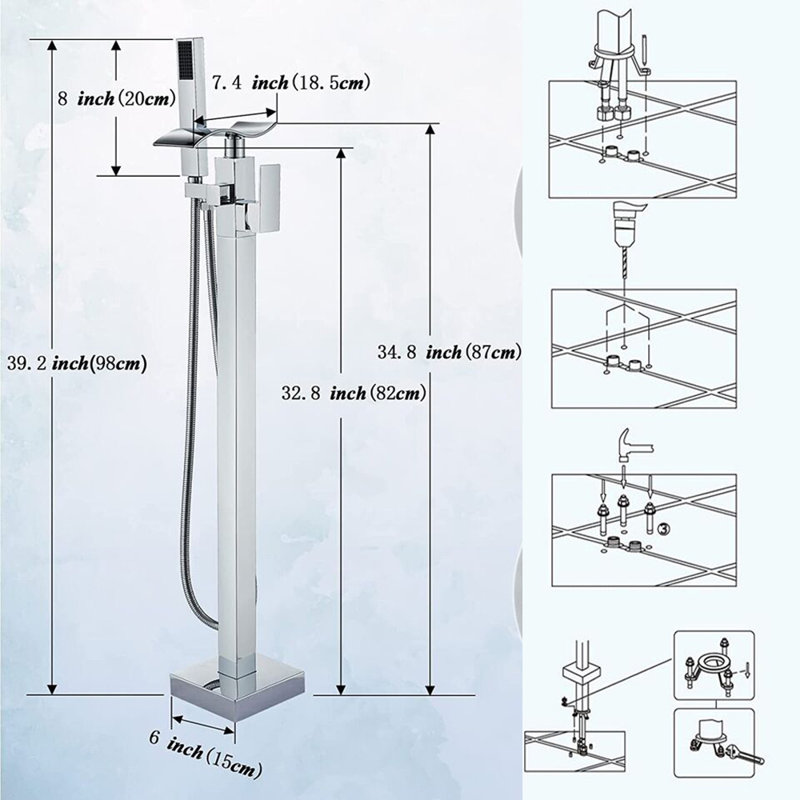 Floor Waterfall Faucet with Diverter