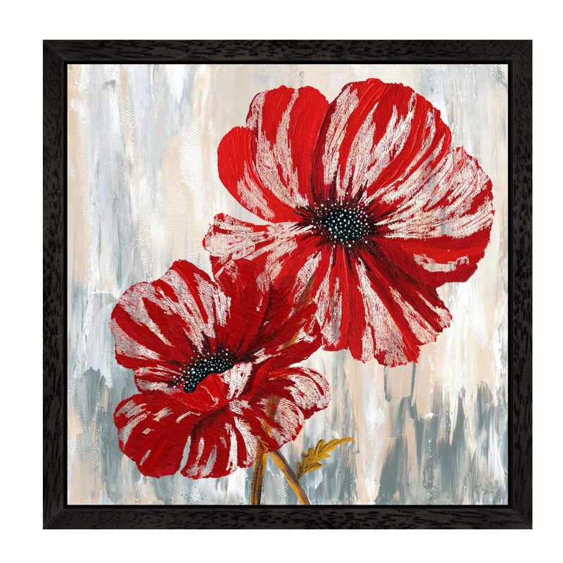 Red Poppies II - Print on Canvas, 66.04 cm H x 66.04 cm W, Black Framed