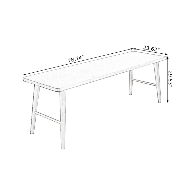 Bureau rectangulaire brun en bois massif, 29.53" H x 78.74" W x 23.62" D