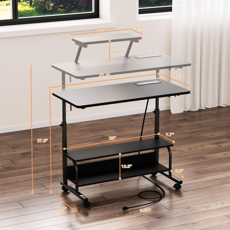 Bureau manuel 32 po, Noir, noir, noir, noir