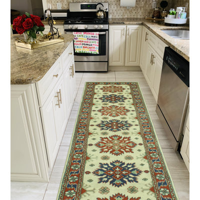 Cekaj One-of-a-Kind 2'7" X 9'3" 2022 Runner Wool Area Rug Ivory