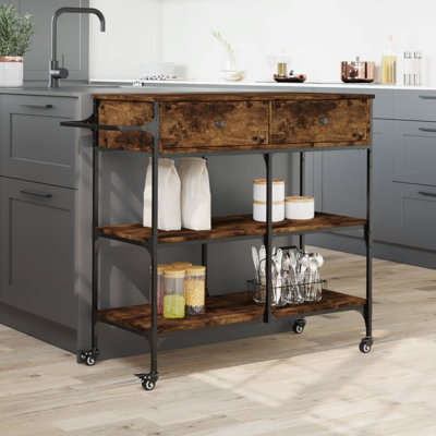 Ebern Designs Kitchen Trolley Smoked Oak 41.3"X16.5"X37.4" Engineered Wood by Ebern Designs