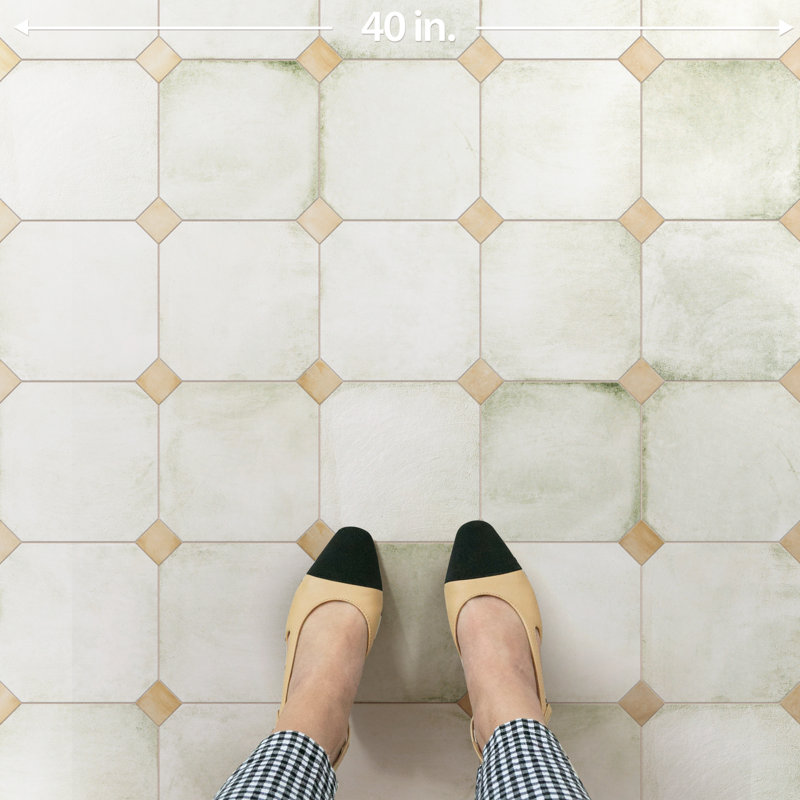 Laverton Octagon W/Taco 7-7/8 In. X 7-7/8 In. Porcelain Floor And Wall Tile, Light Beige/Beige