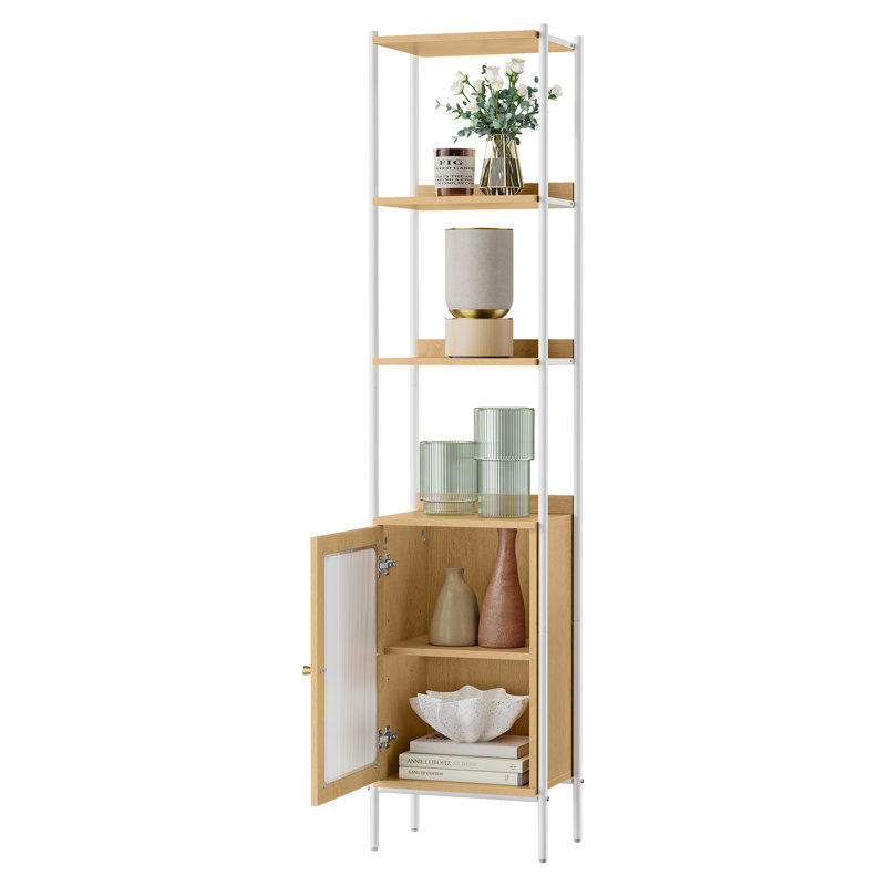 Barnet 40 cm W Steel Etagere Bookcase, White/Natural