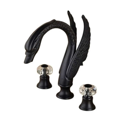 Rema Deck Mount 3-Piece Swan Crystal Handle Faucet – Oil Dark Rubbed Bronze Finish