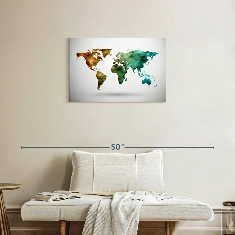 Carte du monde abstrait moderne Aliaz, H 20 po x l 30 po