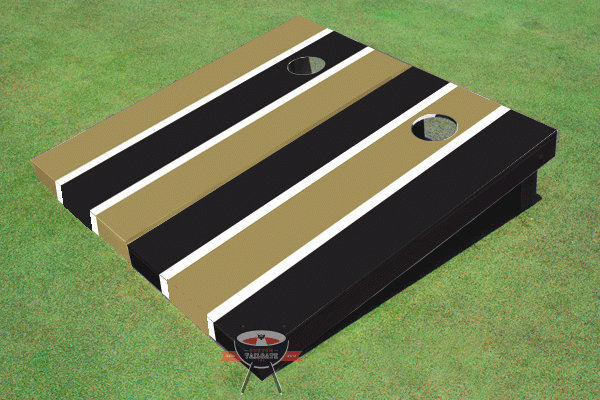 Ensemble de planches de cornhole à rayures longues 2 'x 4', Doré et noir