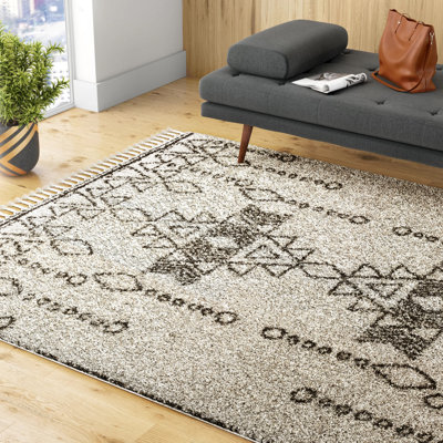 Tapis blanc cassé / noir Adiana