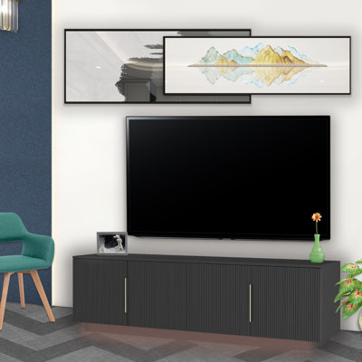 Entertainment Center Wooden TV Stand With16-Color LED Lights For 70 Inch TV