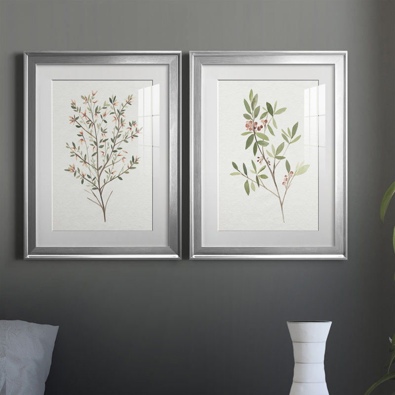 Single Spring III - Matted and Framed Under Acrylic Glass, Set of 2, Large Living Room Wall Art, 30.5" H x 45" W x 1" D