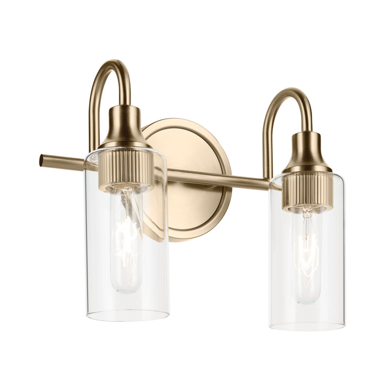 12.5" 2-Light Vanity Light with Clear Glass, Bronze