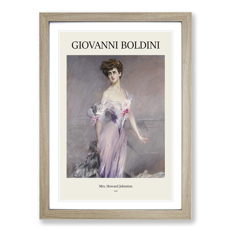 Portrait of Mrs Howard Johnstone Print by Giovanni Boldini - Picture Frame Painting, Oak Framed, 65cm H x 48cm W x 2cm D
