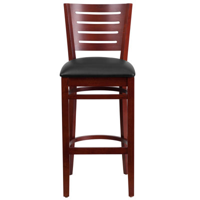 Kadircan Slat Back Wooden Restaurant Barstool