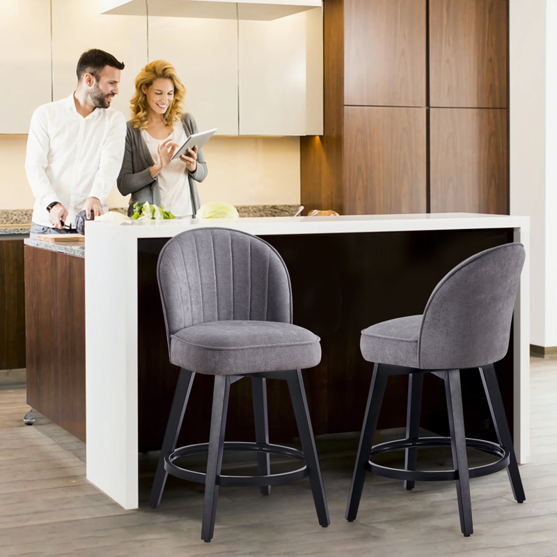 Tabouret de bar rotatif 26,4 po Letecia, Gris clair