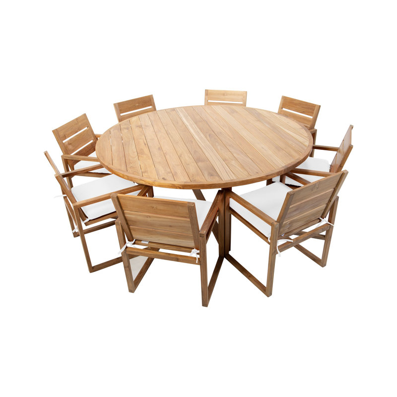 Venice 9 - Piece Solid Wood Dining Set, White