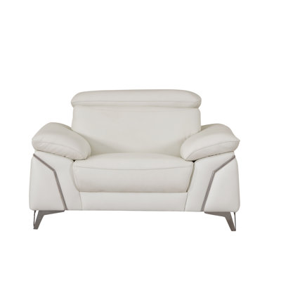 Chaise blanche avec appui-tête réglable en cuir véritable
