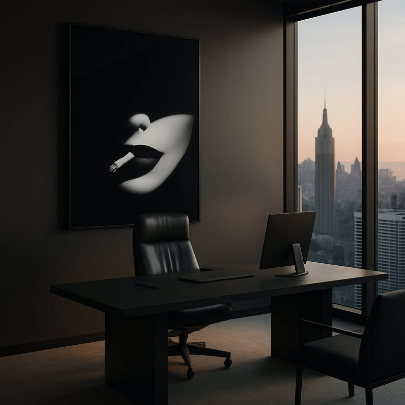Midnight Vice Framed Canvas Wall Art by Kasian Art Studio - Black Frame