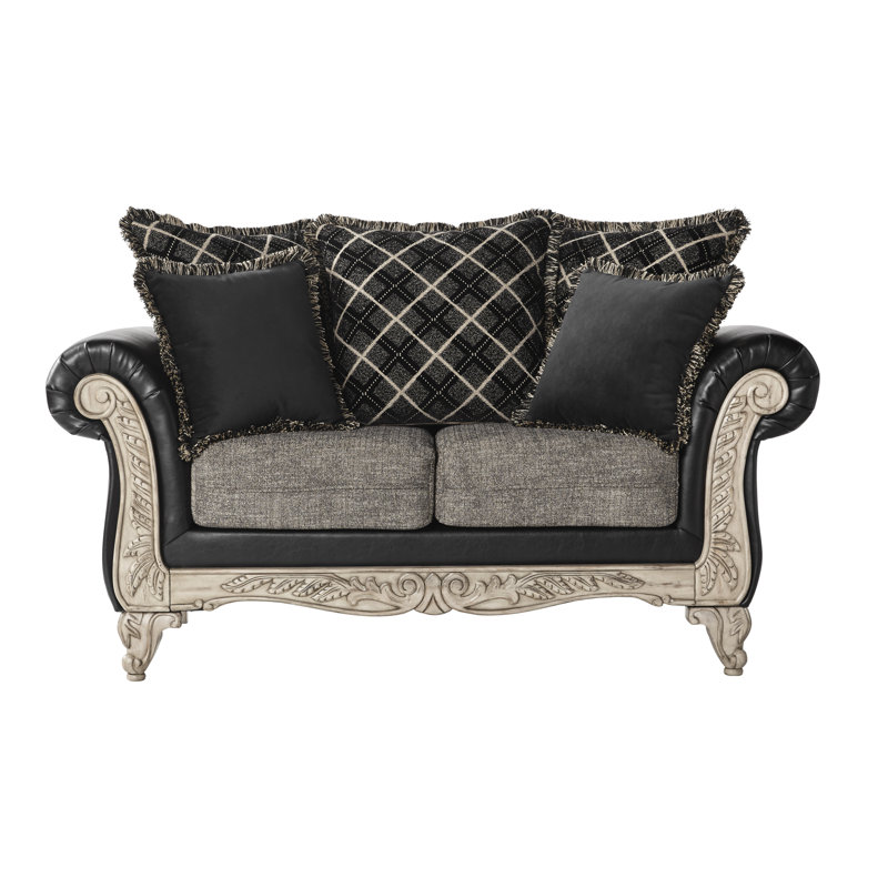 Duplantis Rolled Arm Sofa with Reversible Cushions, 40" H x 70" W x 23" D, Ebony 