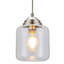 Mini-luminaire suspendu en nickel brossé Helgi avec abat-jour en verre transparent