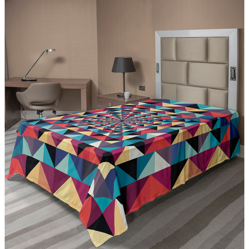 Ambesonne Modern Top Flat Sheet Visual Patchwork Retro Multicolor