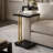 Dani Side End Table, Square Black Marble Top And Base, C Shape, 13 Inch