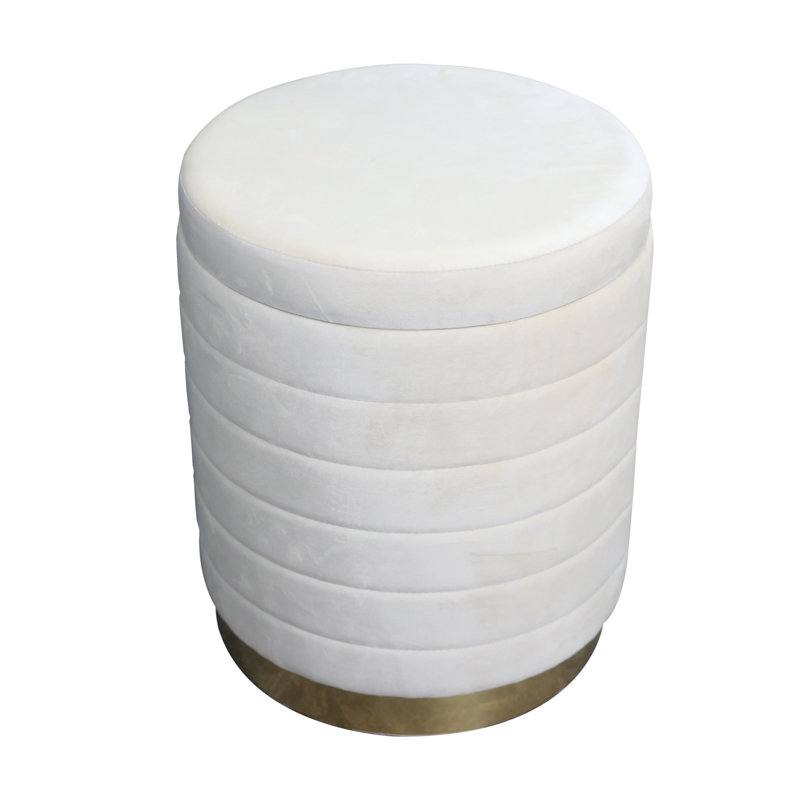 19" Stirling Cream Velvet Storage Stool