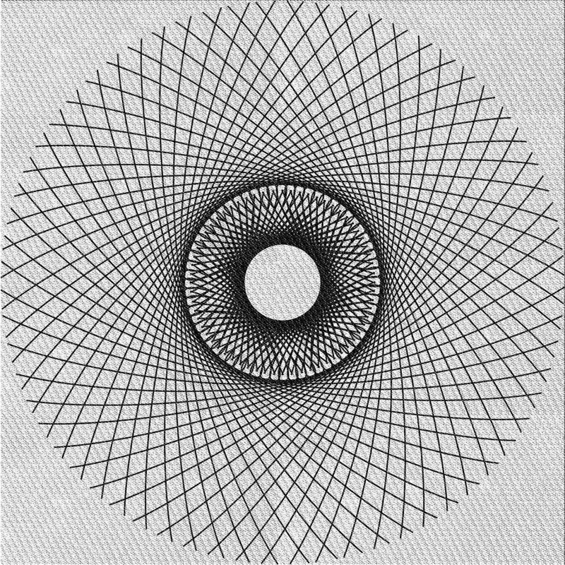 Tapis noir/blanc cassé à motifs, Carré 3 pi