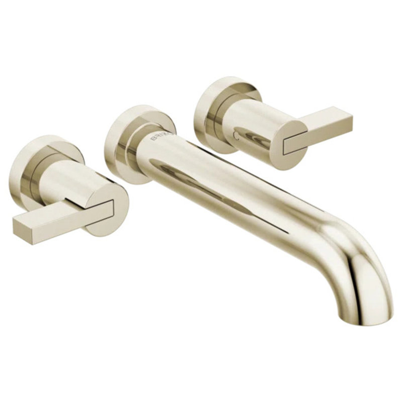 Litze® Double Handle Wall Mounted Roman Tub Faucet, Polished Nickel, Extended Lever