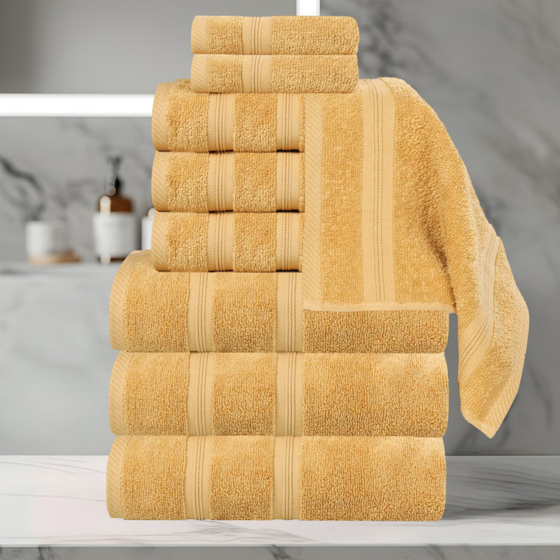  Ensemble de serviettes en coton 9 pièces Smart Quick-Dry Zero Twist, Doré