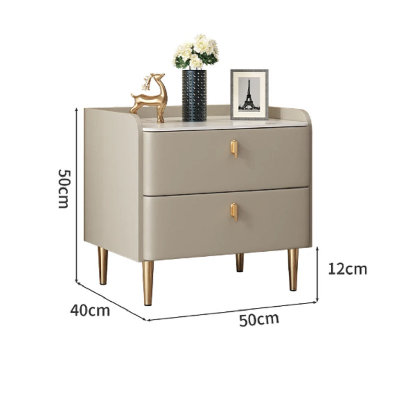 Assisi Bedroom Night Table Nordic Minimalist Trendy Luxury Nightstands, Beige