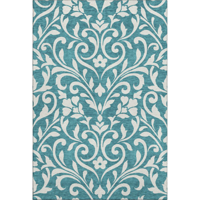 Premium Machine Washable Prisco Teal Rug