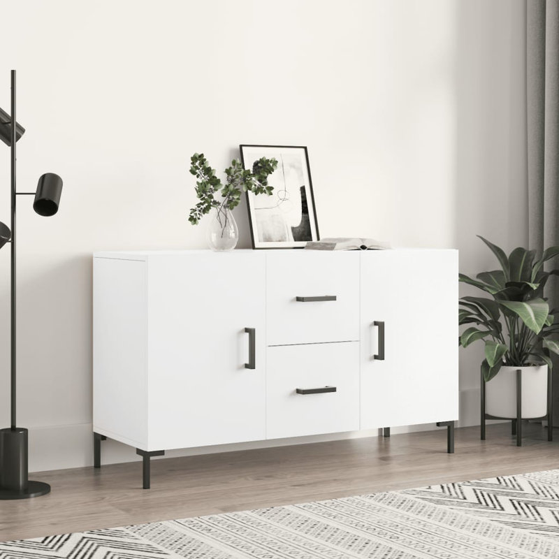 Buffet en bois d'ingénierie blanc 39,4 x 23,6 po