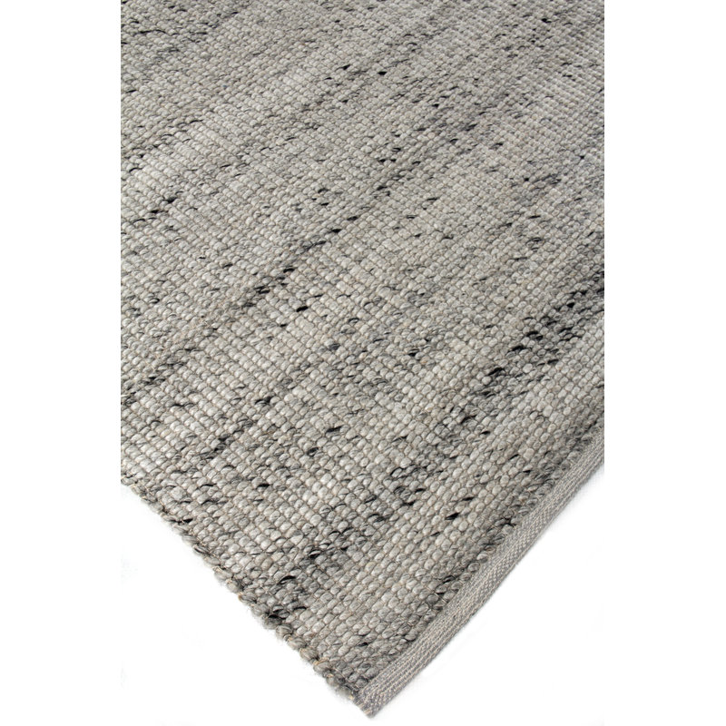 Hesse Hand-Loomed Polyester/Cotton Light Silver Area Rug, Rectangle 8' x 10'