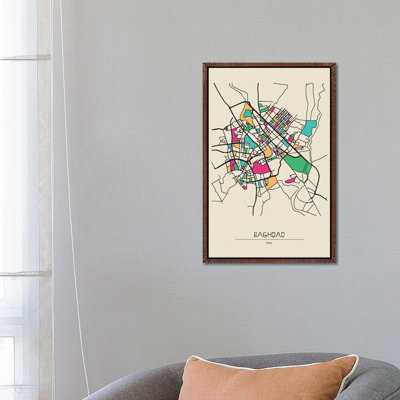 Baghdad, Iraq Map by Ayse Deniz Akerman - Print on Canvas
