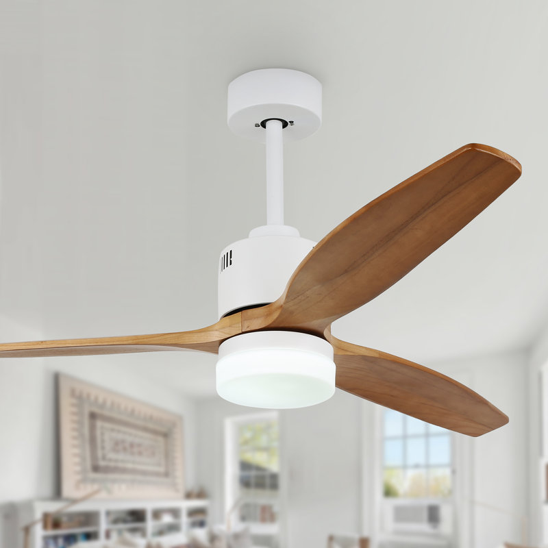 Ventilateur de plafond à pales en bois 52 po avec télécommande DEL Blanscet
