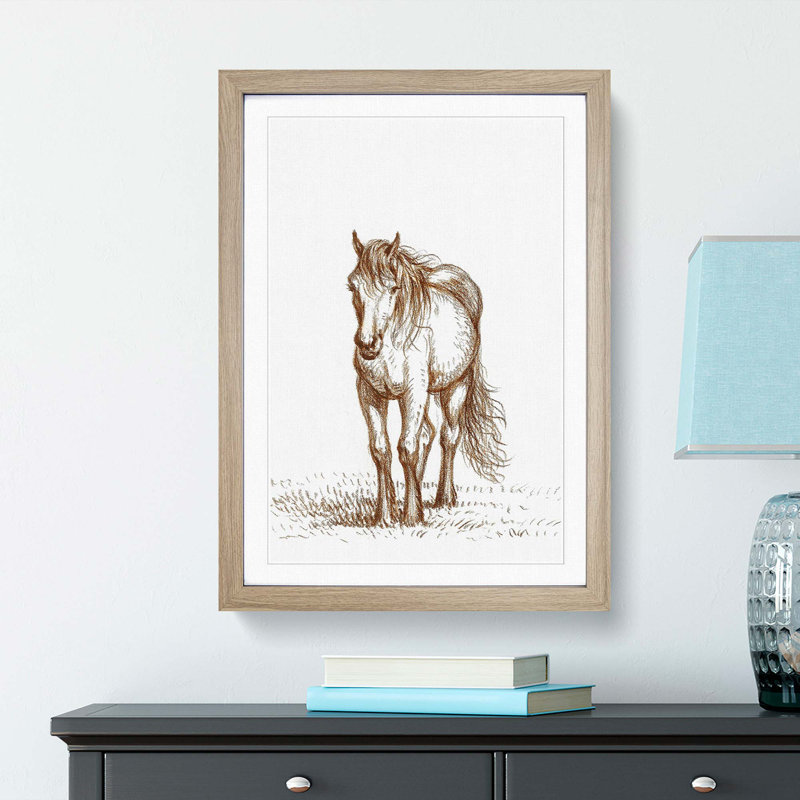 Portrait of a Horse by Jean Bernard - Picture Frame Painting Print, 65cm H x 48cm W x 2cm D, Oak Framed