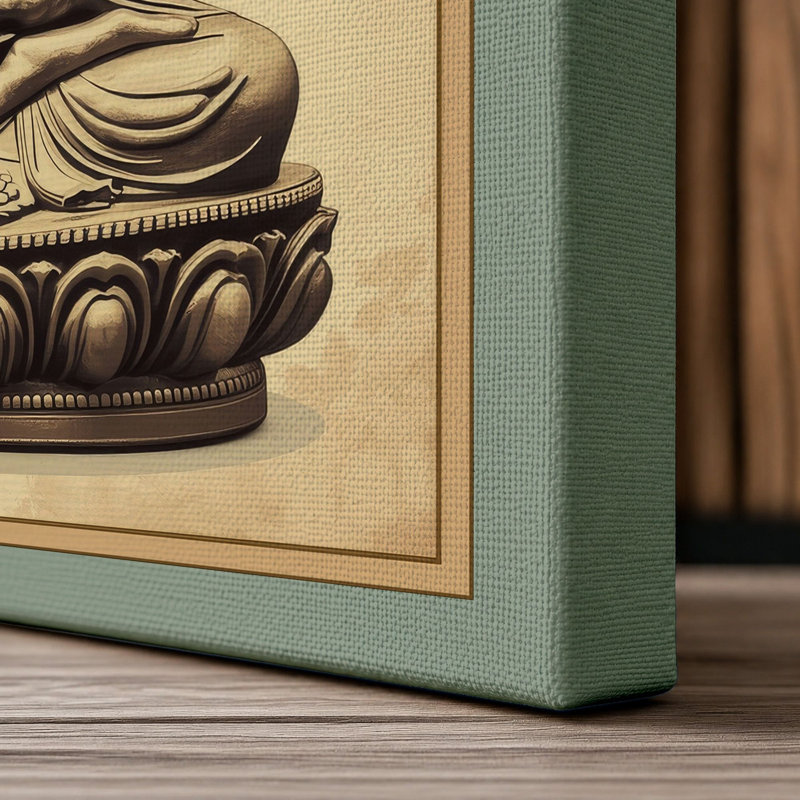 Buddha in Repose Japandi - Wrapped Canvas, 18x12 - 45.7 x 30.5 cm, Sage Border
