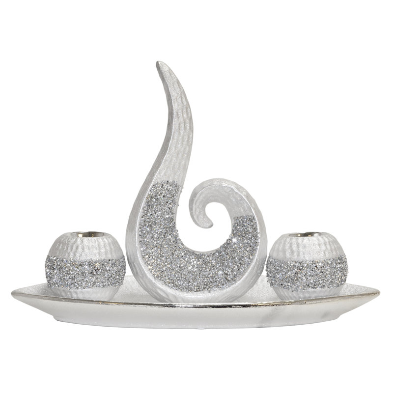 Concrete / Cement Tabletop Candelabra, Silver