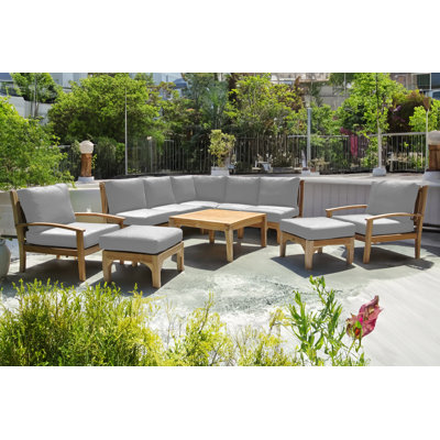 Huntington Outdoor 10 - Piece Teak Conversation Set