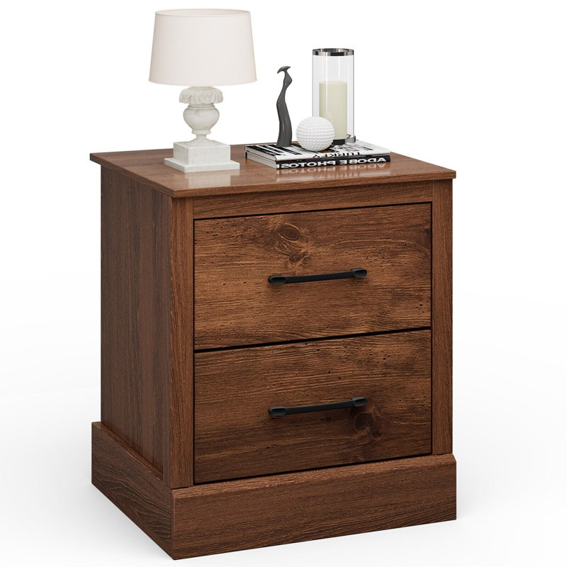 Hawi 46 cm W Bedside Table, Rustic Walnut