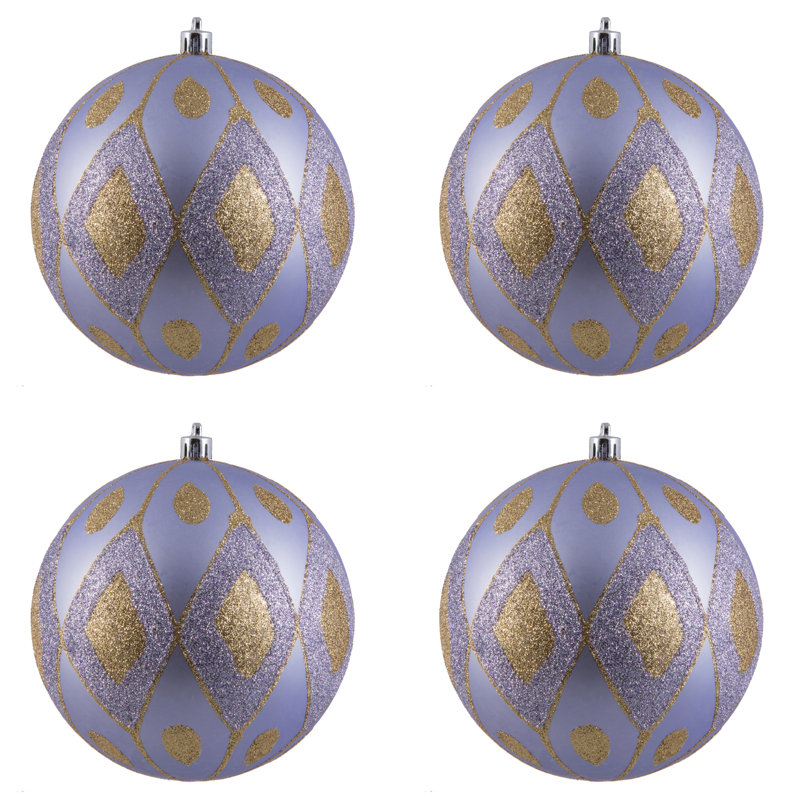 Ornement boule de diamant pailleté mat, Lilas, H 4,75 po x l 4,75 po x P 4,75 po