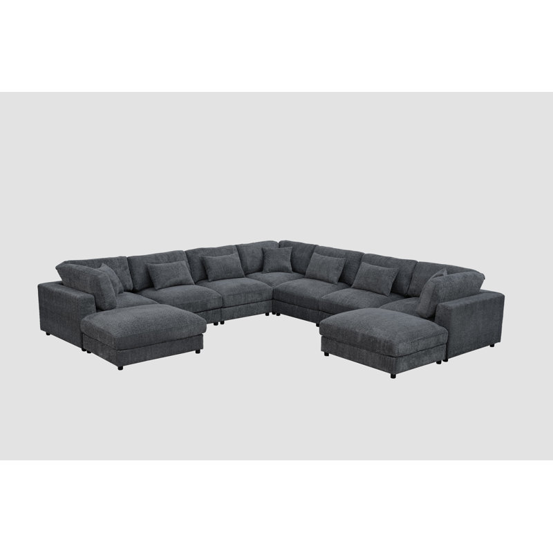 Canapé modulaire Everden, H 33 po x l 144 po x P 144 po, Polyester gris